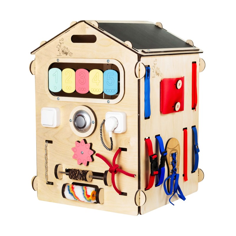 Дървена интерактивна къщичка BusyKids Natura – натурална серия